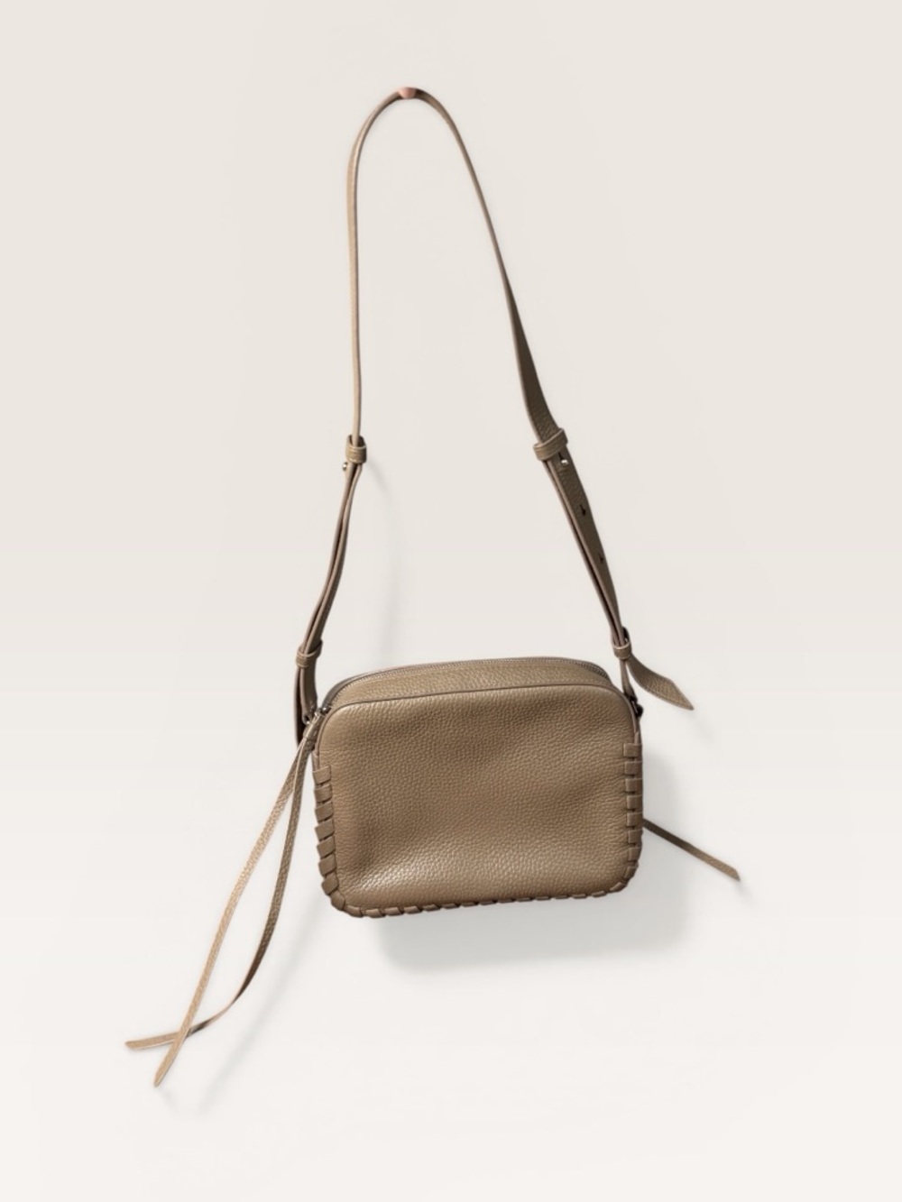 AllSaints Leather Bag Woven Detail Taupe - Picture 5 of 12